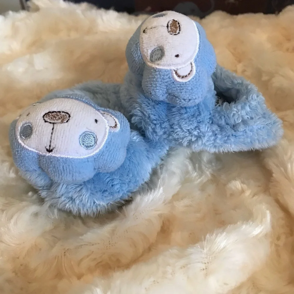 Newborn Baby Fuzzy Teddy Bear Slipper Booties